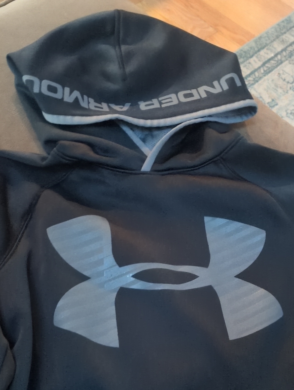 Under Armour Boys Black Hoodie with Gray Logo